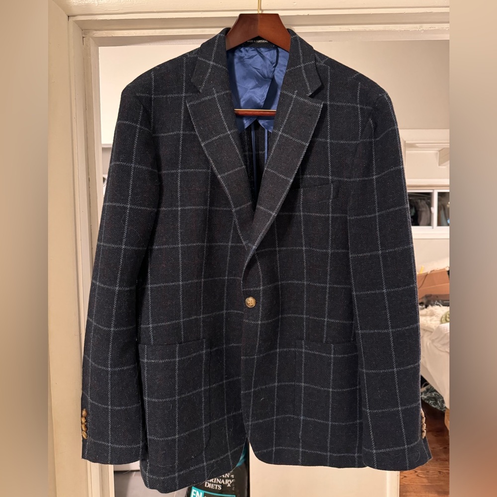 BRAND NEW Onward Reserve Classic Navy Windowpane Shetland Sport Coat
